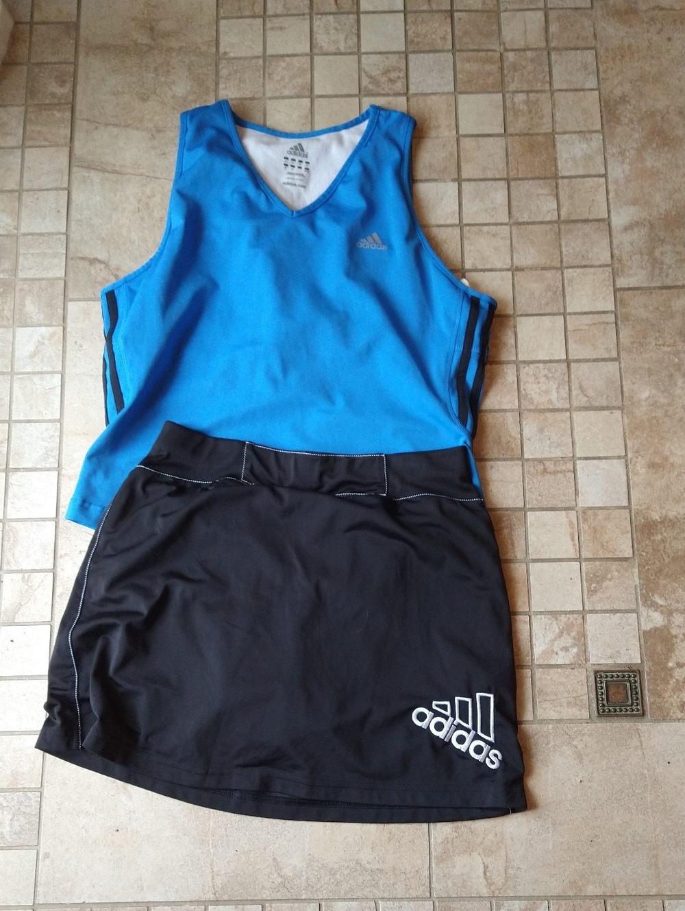 adidas Blue Athletic Tank Top and Black Skort Set
